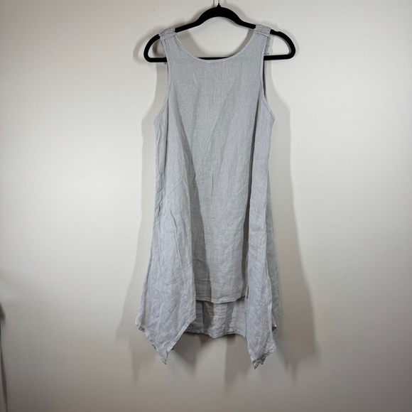 Banana Blue Gray Linen Asymmetrical Tank Dress Made in Australia Size S - Picture 11 of 16